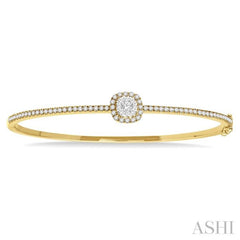 Stackable Cushion Shape Halo Lovebright Essential Diamond Bangle