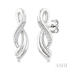 1/20 Ctw Round Cut Diamond Twisted Earrings in Sterling Silver