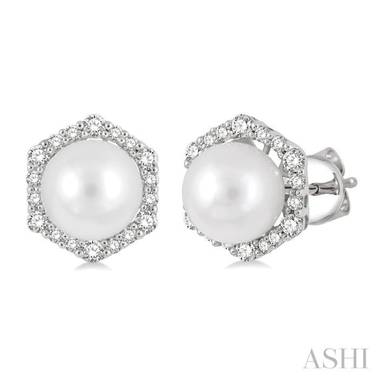 Pearl & Halo Diamond Fashion Earrings
