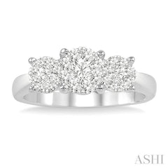 Round Shape Past Present & Future Lovebright Essential Diamond Engagement Ring