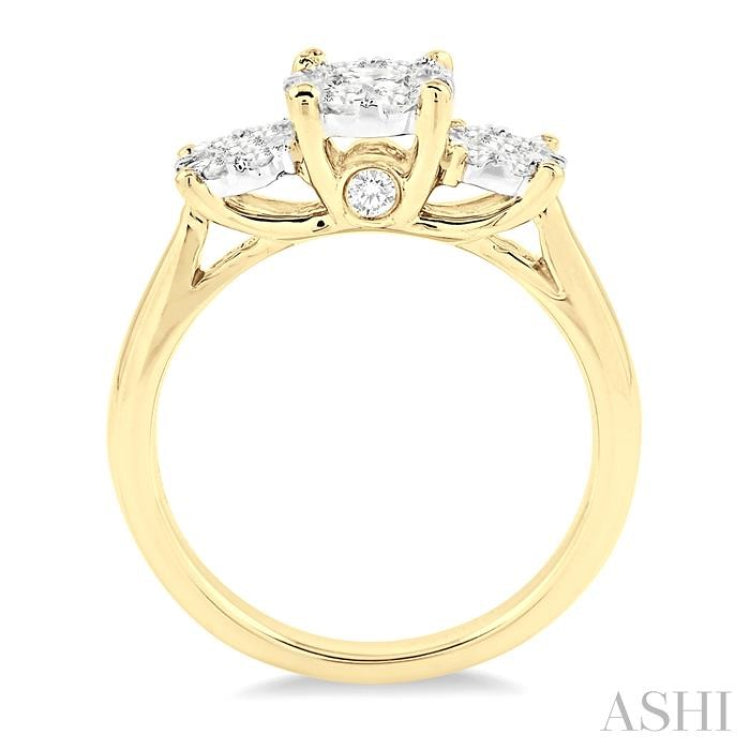 Round Shape Past Present & Future Lovebright Essential Diamond Engagement Ring