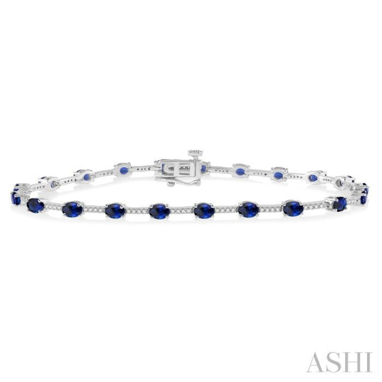 Oval Shape Gemstone & Diamond Bracelet