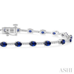 Oval Shape Gemstone & Diamond Bracelet