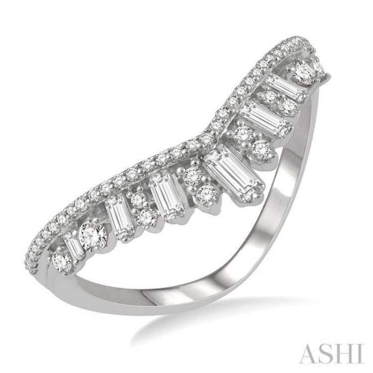 Chevron Baguette Diamond Fashion Ring