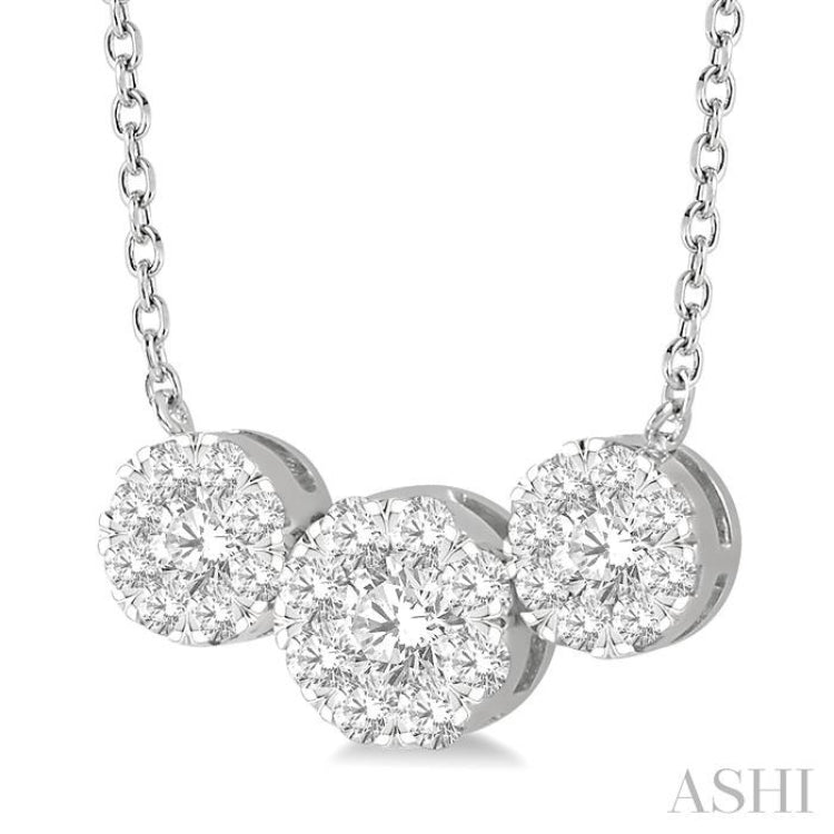 Round Shape Past Present & Future Lovebright Essential Diamond Necklace