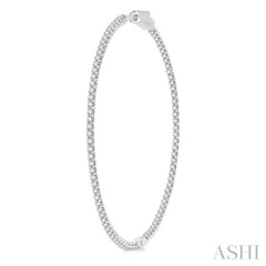 2 Ctw Inside-Out Round Cut Diamond 2-Inch Hoop Earrings in 14K White Gold