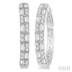 Double Row Baguette Diamond Hoop Earrings