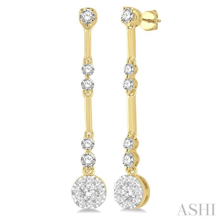 Round Shape Lovebright Diamond Long Earrings