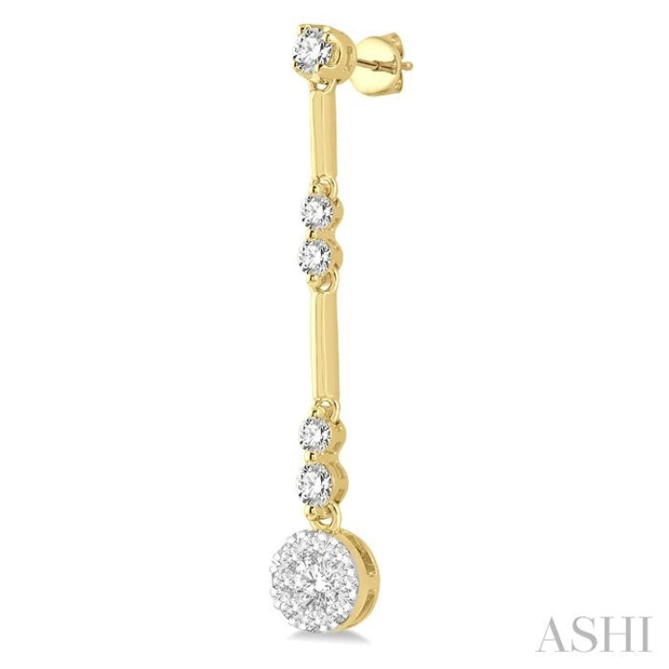 Round Shape Lovebright Diamond Long Earrings