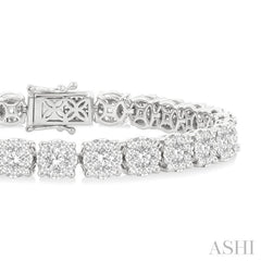 7 Ctw Round Cut Diamond Lovebright Tennis Bracelet in 14K White Gold