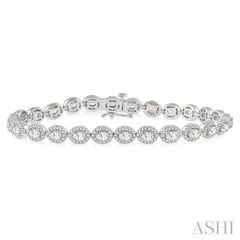 Oval Shape Halo Diamond Tennis Bracelet