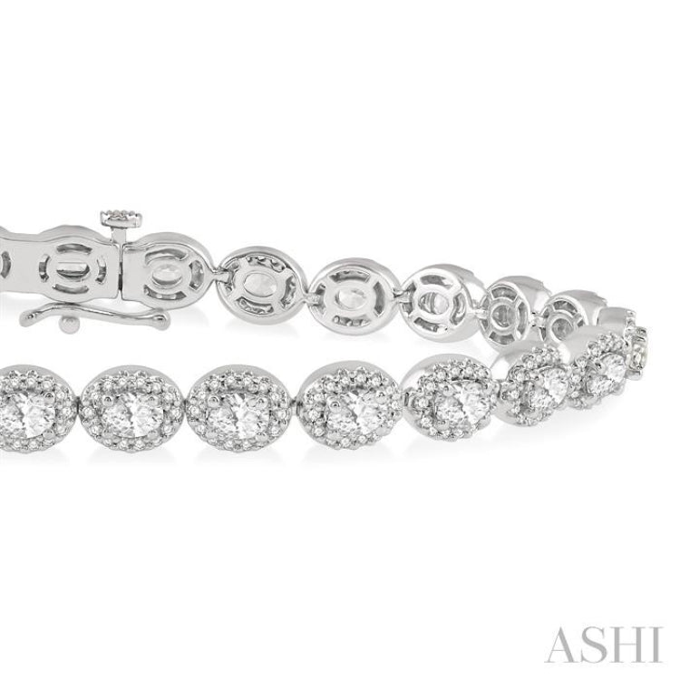 Oval Shape Halo Diamond Tennis Bracelet