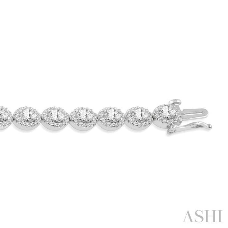 Oval Shape Halo Diamond Tennis Bracelet