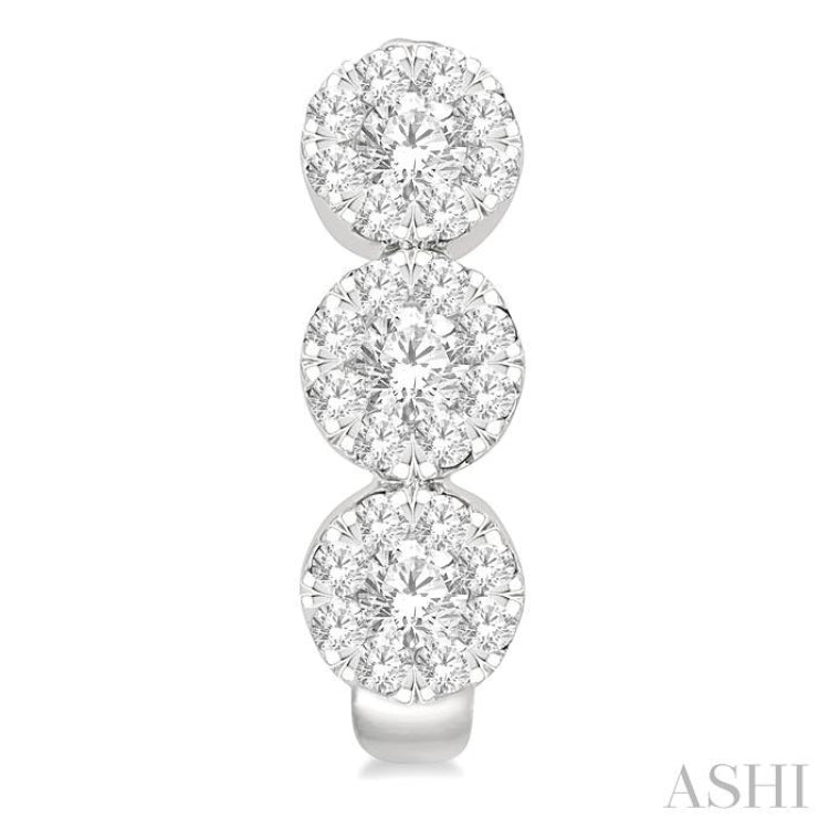 7/8 Ctw Lovebright Round Cut Diamond Half Hoop Earrings in 14K White Gold