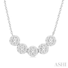 Round Shape 5 Stone Lovebright Essential Diamond Smile Necklace