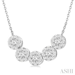 Round Shape 5 Stone Lovebright Essential Diamond Smile Necklace