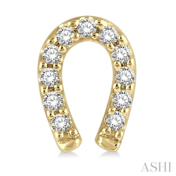 1/10 Ctw Horseshoe Charm Round Cut Diamond Petite Earrings in 10K Yellow Gold