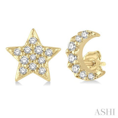 Star & Moon Petite Diamond Fashion Earrings