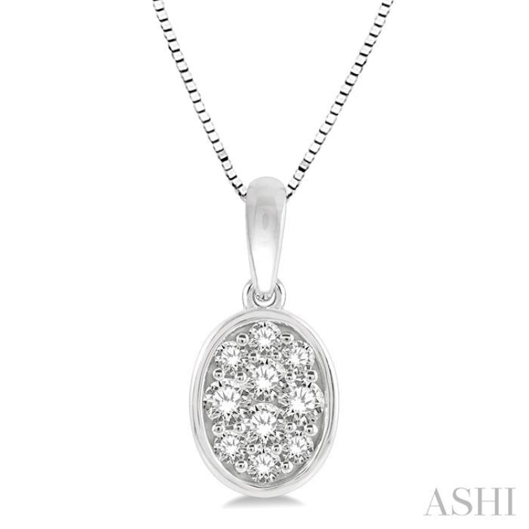 Oval Shape Bezel Set Diamond Pendant