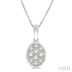 Oval Shape Bezel Set Diamond Pendant