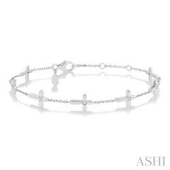 Cross Petite Diamond Station Chain Bracelet