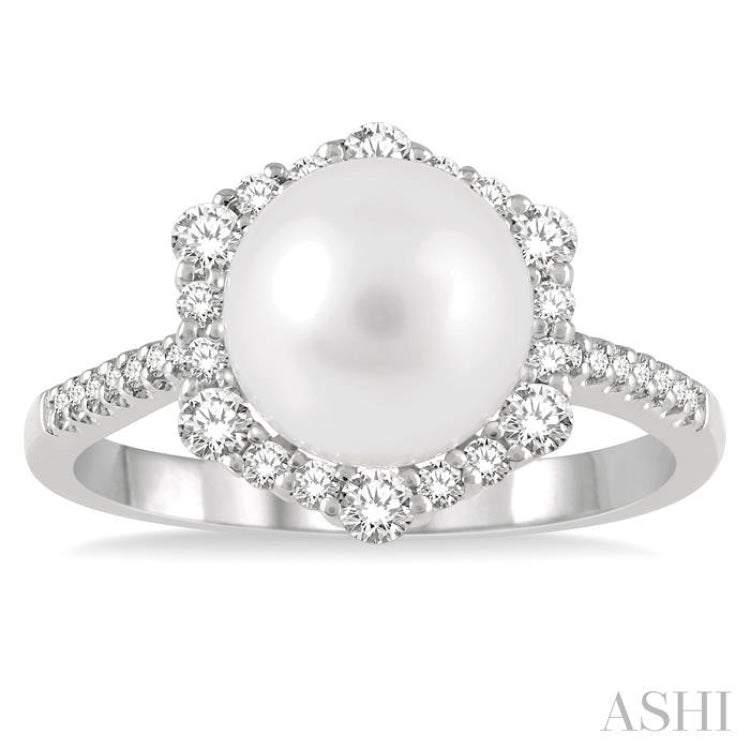 Pearl & Halo Diamond Fashion Ring