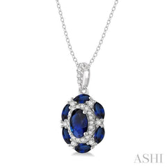 Oval Shape Gemstone & Halo Diamond Pendant