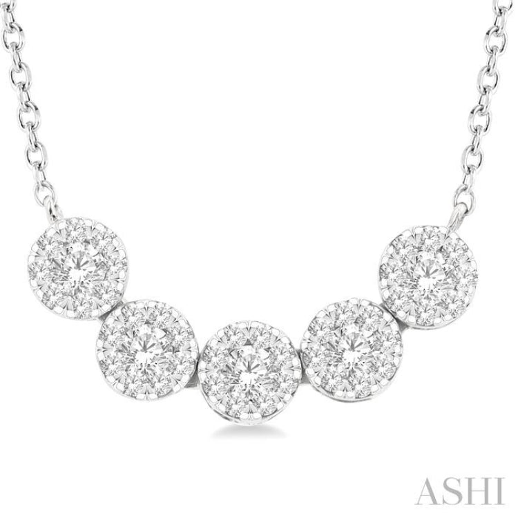 Round Shape 5 Stone Lovebright Essential Diamond Smile Necklace