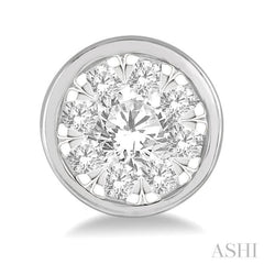 1/2 Ctw Lovebright Round Cut Diamond Bezel Stud Earrings in 14K White Gold