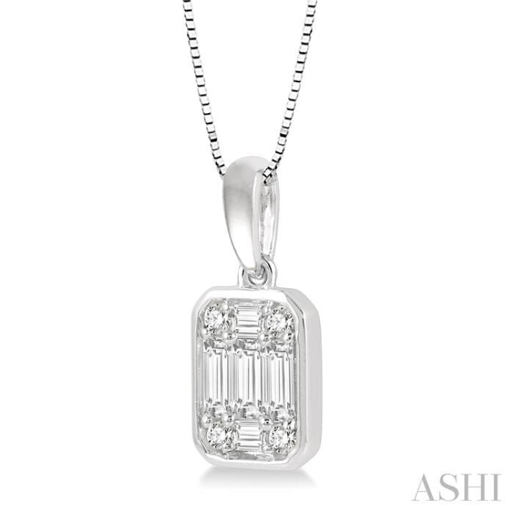 Emerald Shape Bezel Set Fusion Diamond Pendant