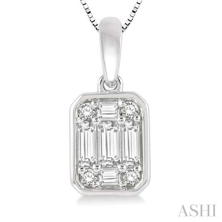 Emerald Shape Bezel Set Fusion Diamond Pendant