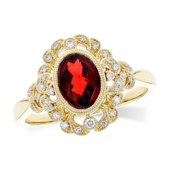 14KT Gold Ladies Garnet Fashion Ring