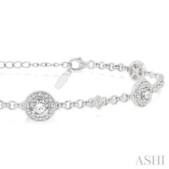 Round Shape Halo Diamond Chain Bracelet