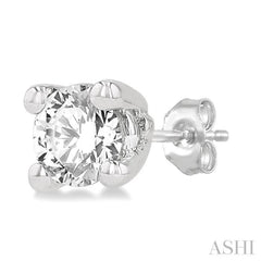 1/10 Ctw Round Cut Diamond Stud Earrings in 14K White Gold