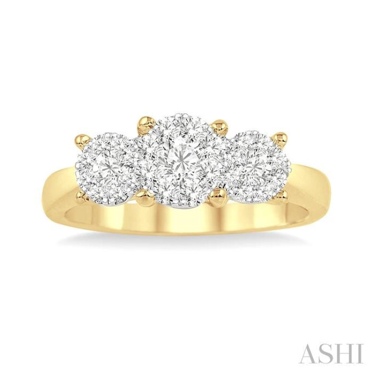 Round Shape Past Present & Future Lovebright Essential Diamond Engagement Ring