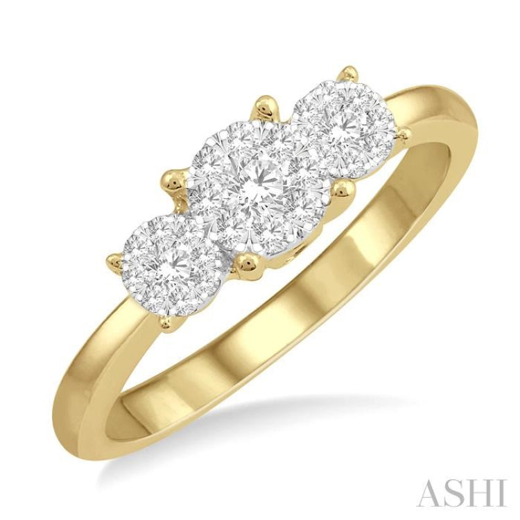 Round Shape Past Present & Future Lovebright Essential Diamond Engagement Ring