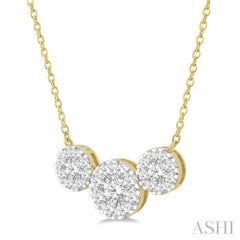 Round Shape Past Present & Future Lovebright Essential Diamond Necklace