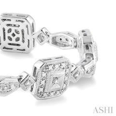 1/6 Ctw Square Shape Round Cut Diamond Bracelet in Sterling Silver