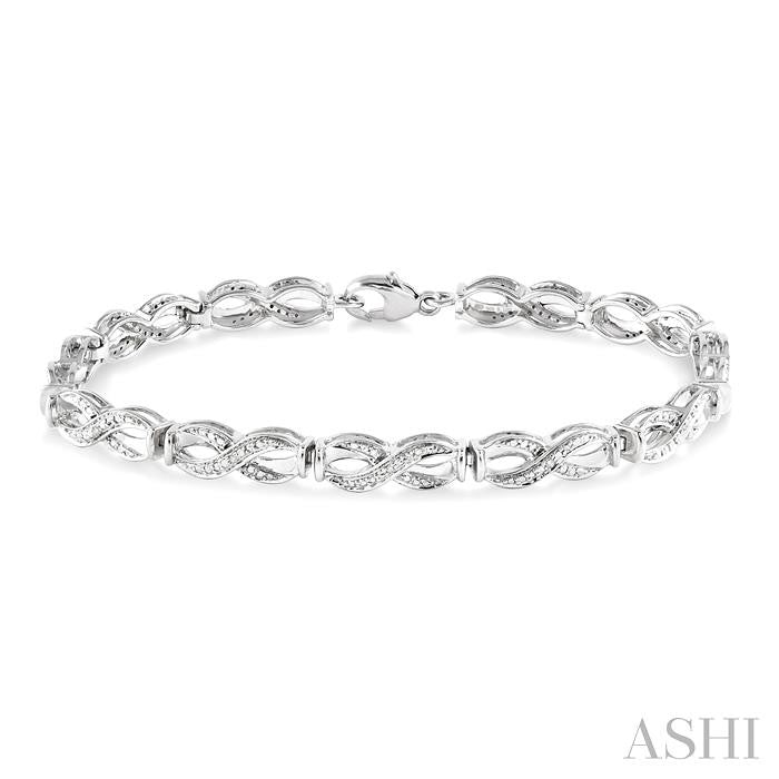 1/20 Ctw Swirl Shape Single Cut Diamond Bracelet in Sterling Silver