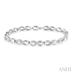 1/20 Ctw Swirl Shape Round Cut Diamond Bracelet in Sterling Silver