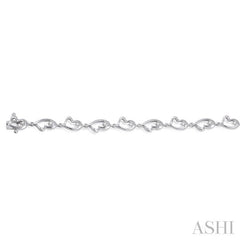 1/20 Ctw Heart Shape Round Cut Diamond Bracelet in Sterling Silver