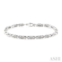 1/6 Ctw 'X' Shape Round Cut Diamond Bracelet in Sterling Silver