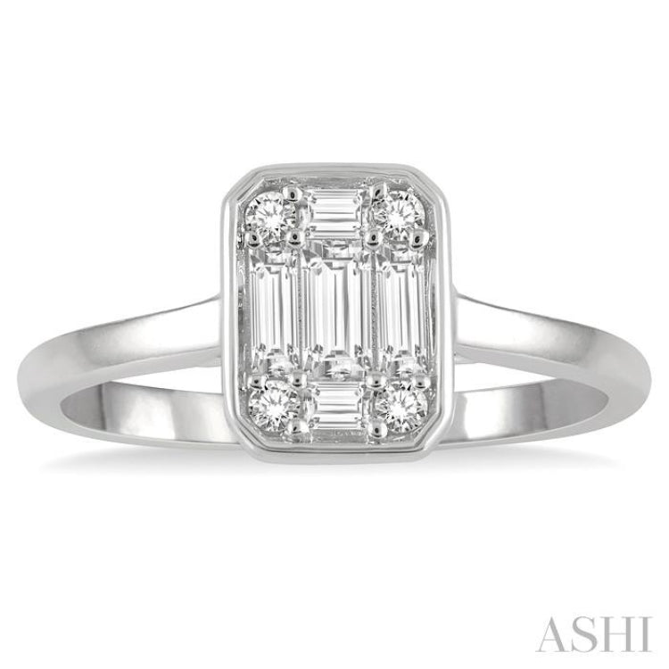 Emerald Shape Bezel Set Fusion Diamond Ring