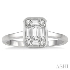 Emerald Shape Bezel Set Fusion Diamond Ring