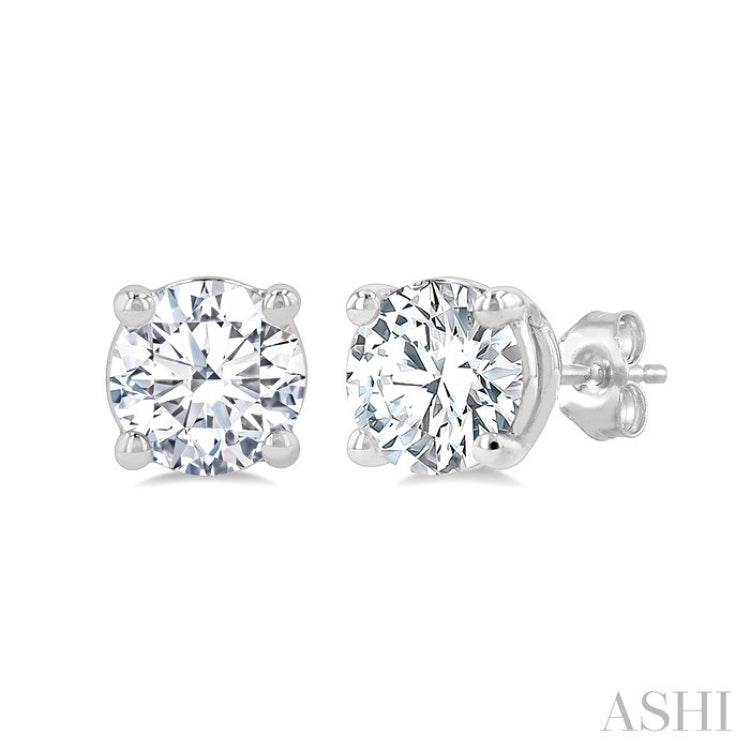1 1/4 Ctw Round Cut Diamond Stud Earrings in 14K White Gold
