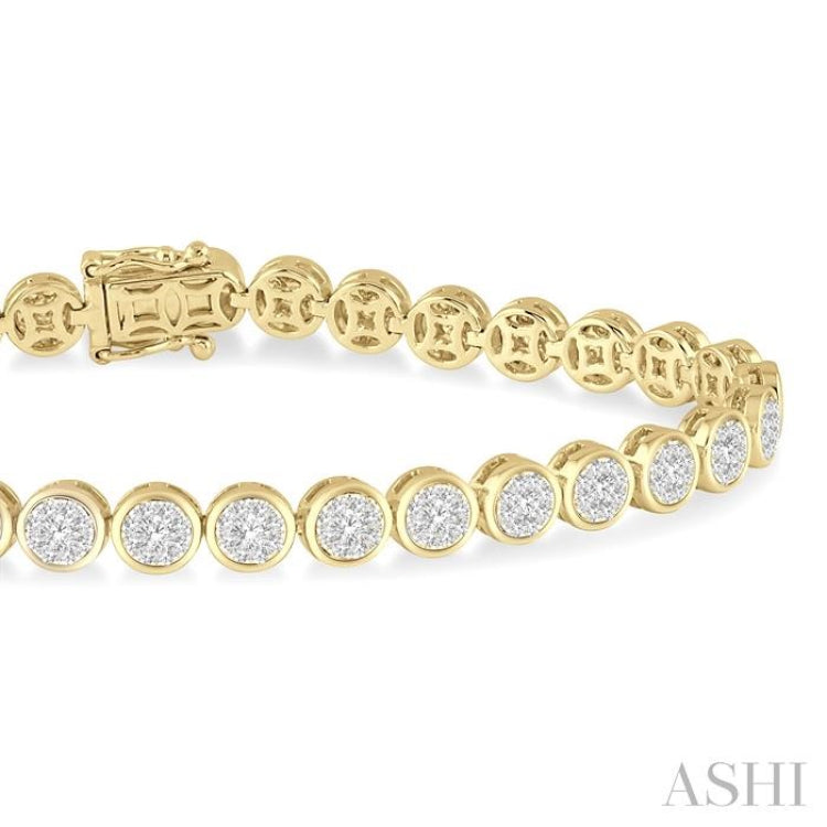 3 Ctw Lovebright Round Cut Diamond Bracelet in 14K Yellow and White Gold