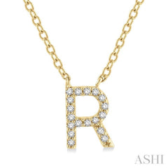 Block 'R' Initial Diamond Pendant