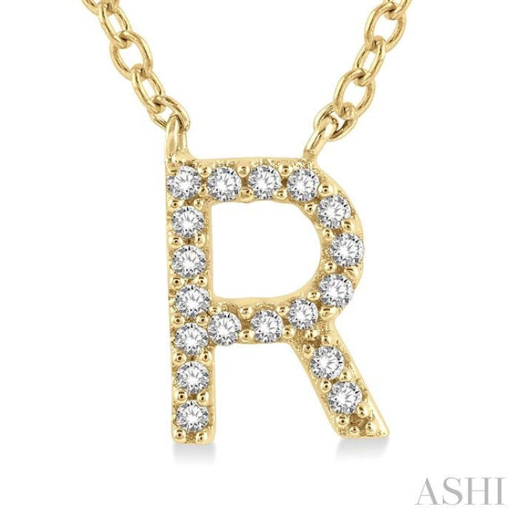 Block 'R' Initial Diamond Pendant