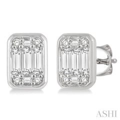 Emerald Shape Bezel Set Fusion Diamond Earrings