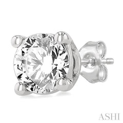 3/4 Ctw Round Cut Diamond Stud Earrings in 14K White Gold